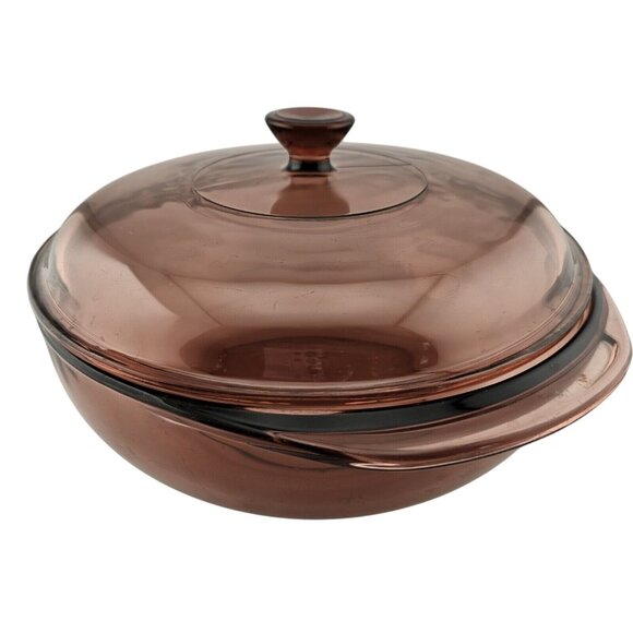 Pyrex Visions Cranberry Casserole Dish & Lid #024C Corning 2qt - Picture 2 of 16